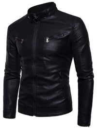 Men's Plus Size Motorcycle Leather Jacket - Casual Biker Jacket
