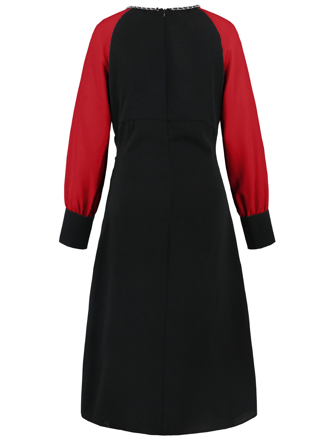 Ruched Contrast Long Sleeve Midi Dress Trandify Deal