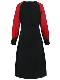 Ruched Contrast Long Sleeve Midi Dress Trandify Deal