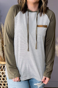 Plus Size Striped Long Sleeve Hoodie Trandify deal