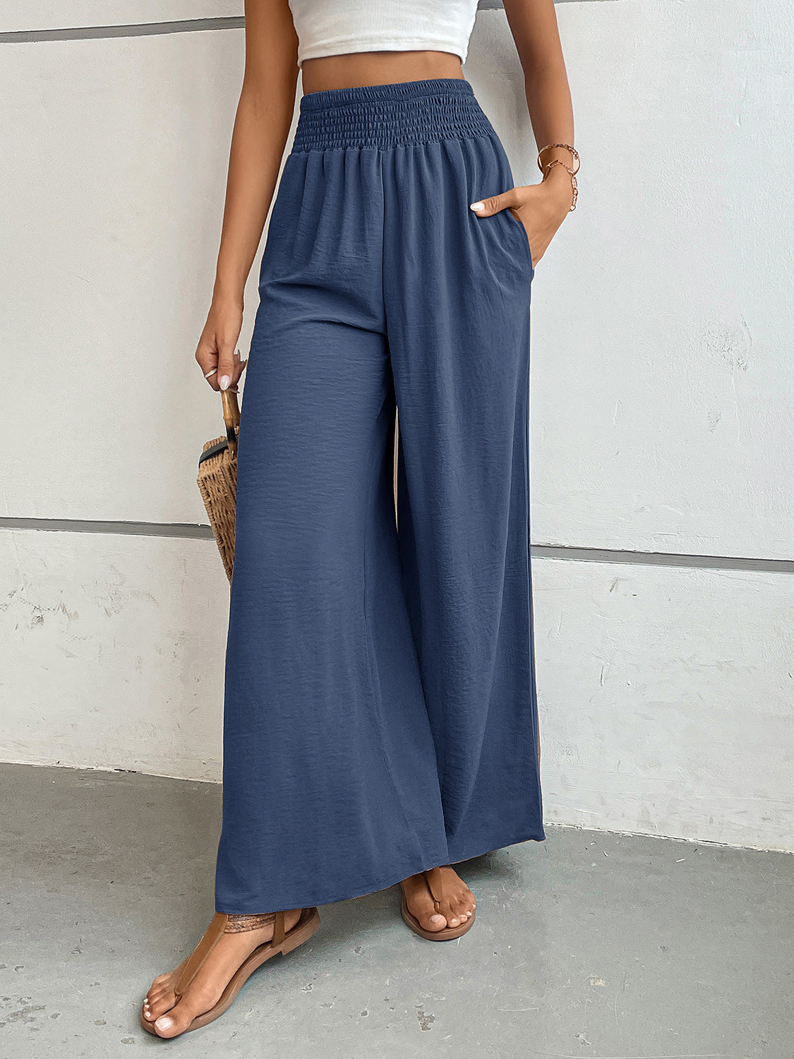 Perfee Wide Leg Pants with Pockets Trandify Deal