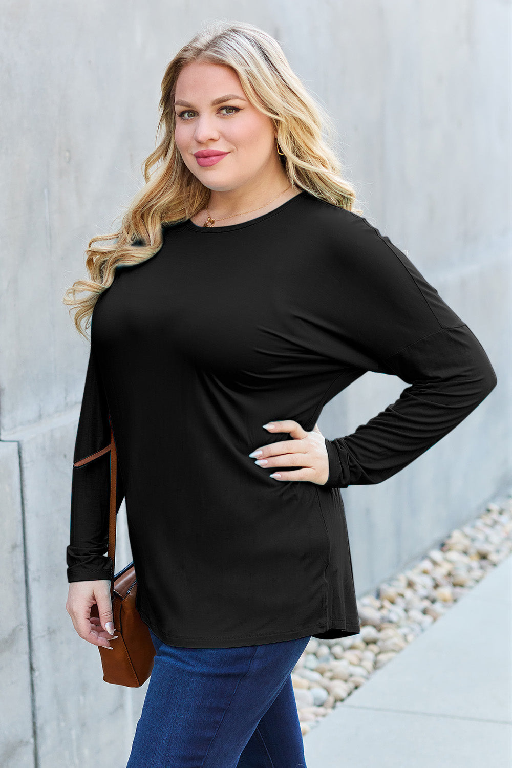 Basic Bae Full Size Round Neck Dropped Shoulder T-Shirt Trandify Deal