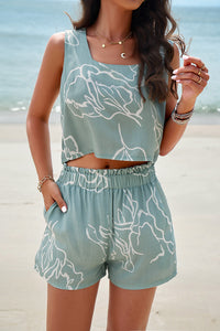 Devine Printed Cropped Tank and Shorts Set Trandify deal