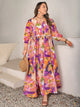 Plus Size Printed Tie Neck Maxi Dress Trandify Deal