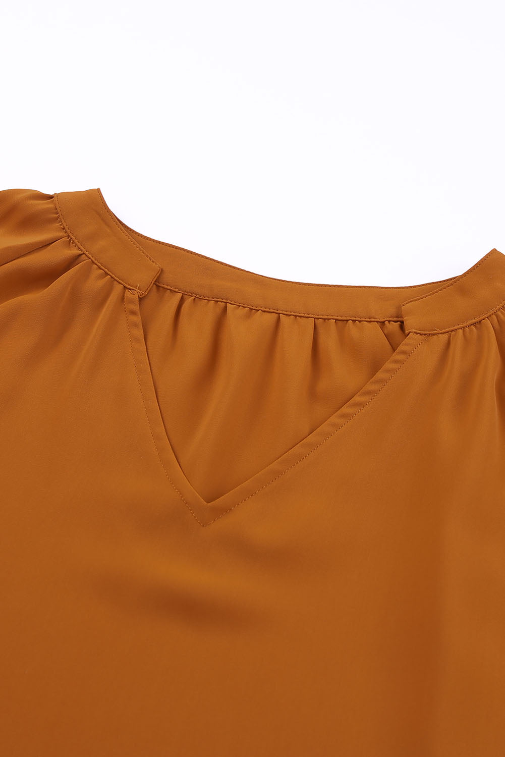 Ruched Notched Balloon Sleeve Blouse Trandify deal