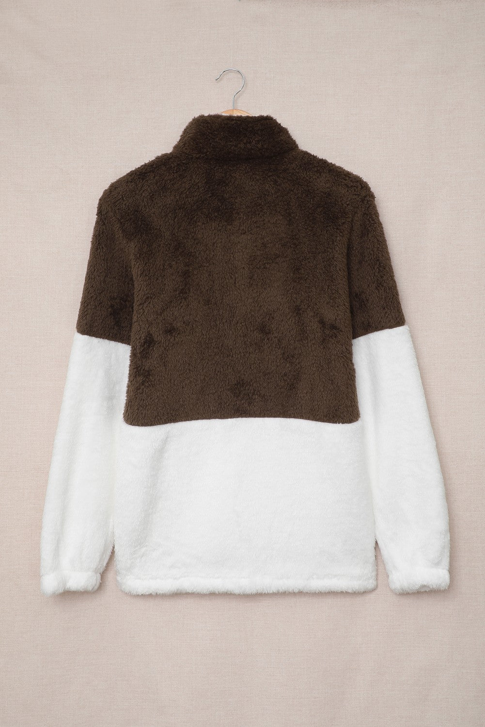 Color Block Half Zip Long Sleeve Fuzzy Sweatshirt Trandify Deal