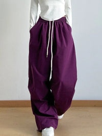 Women’s oversized wide leg drawstring pants in pink – boho chic high-waisted lounge pants