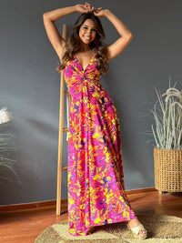 Twisted Printed V-Neck Cami Dress Trandify deal