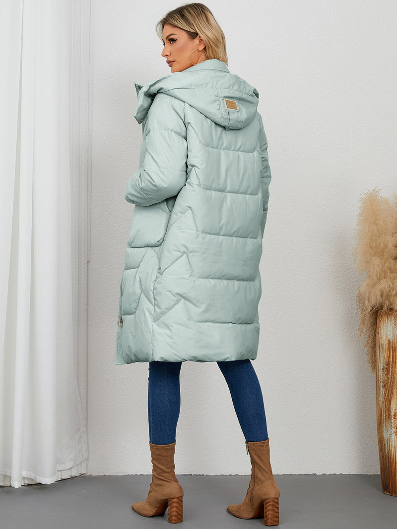 Long Sleeve Longline Hooded Winter Coat Trandify Deal