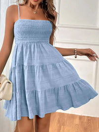 Women’s Sleeveless Tiered Dress – Lightweight Casual Smocked Cami Dress for Beach & Vacations