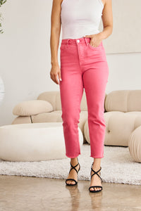 RFM Full Size Tummy Control High Waist Raw Hem Jeans Trandify deal