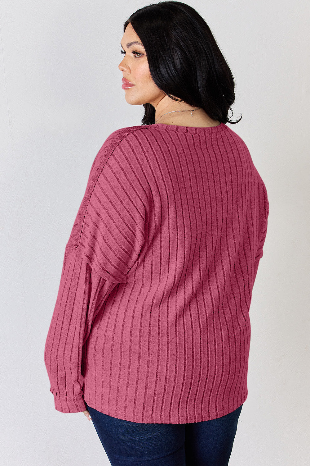 Basic Bae Full Size Ribbed Half Button Long Sleeve T-Shirt Trandify Deal