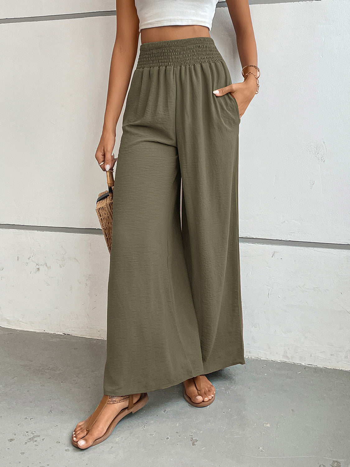 Perfee Wide Leg Pants with Pockets Trandify Deal