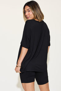 Basic Bae Full Size V-Neck Drop Shoulder T-Shirt and Shorts Set Trandify Deal