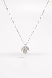 925 Sterling Silver Zircon Maple Leaf Necklace Trandify Deal