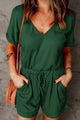 Women’s Drawstring V-Neck Romper – Summer Casual Outfit – Trandifydeal