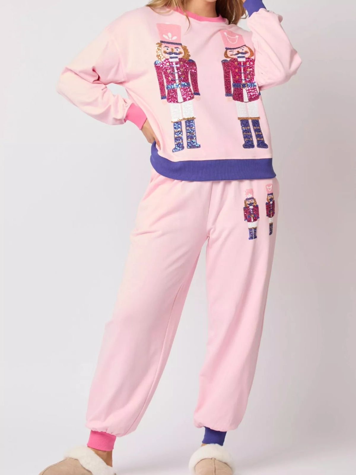 Women's Sequin Loungewear Set - Nutcracker Holiday Pajamas