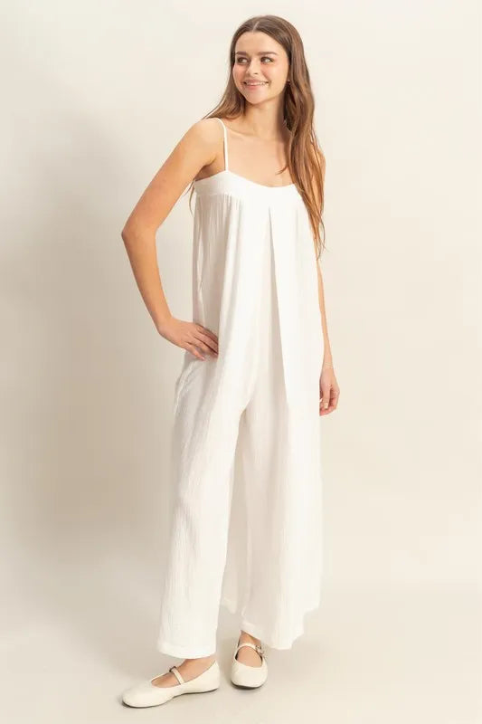 HYFFE Double Gauze Flowy Cami Jumpsuit – Lightweight Summer Outfit