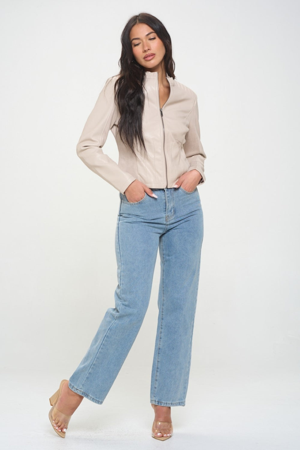 Coalition LA Zip Up Vegan Moto Jacket Trandify Deal