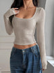 Ribbed Long Sleeve Crop Top for Women