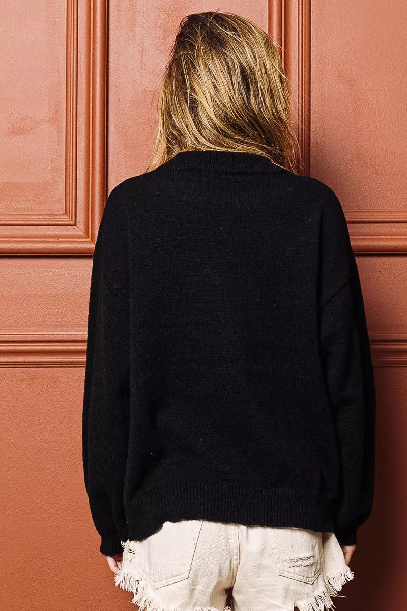 BiBi Tinsel Christmas Sweater | Embroidered Holiday Wear