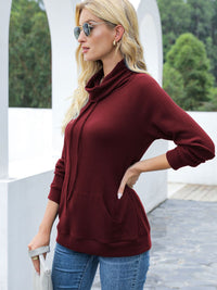 Drawstring Mock Neck Raglan Sleeve T-Shirt Trandify deal