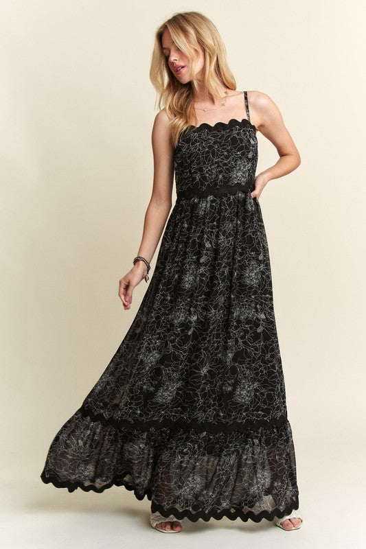 ADORA Floral Adjustable Strap Maxi Cami Dress Trandify Deal