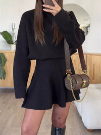 Women's ribbed knit sweater dress long sleeve mini fall outfit casual dress