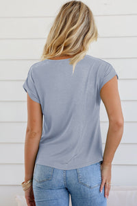 Cowl Neck Short Sleeve T-Shirt Trandify deal