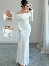 Sexy off-shoulder long sleeve bodycon maxi dress for women, perfect for night out and date nights