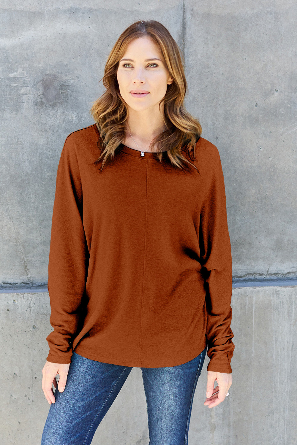 Double Take Full Size Round Neck Long Sleeve T-Shirt Trandify Deal