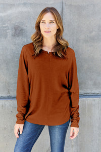 Double Take Full Size Round Neck Long Sleeve T-Shirt Trandify Deal
