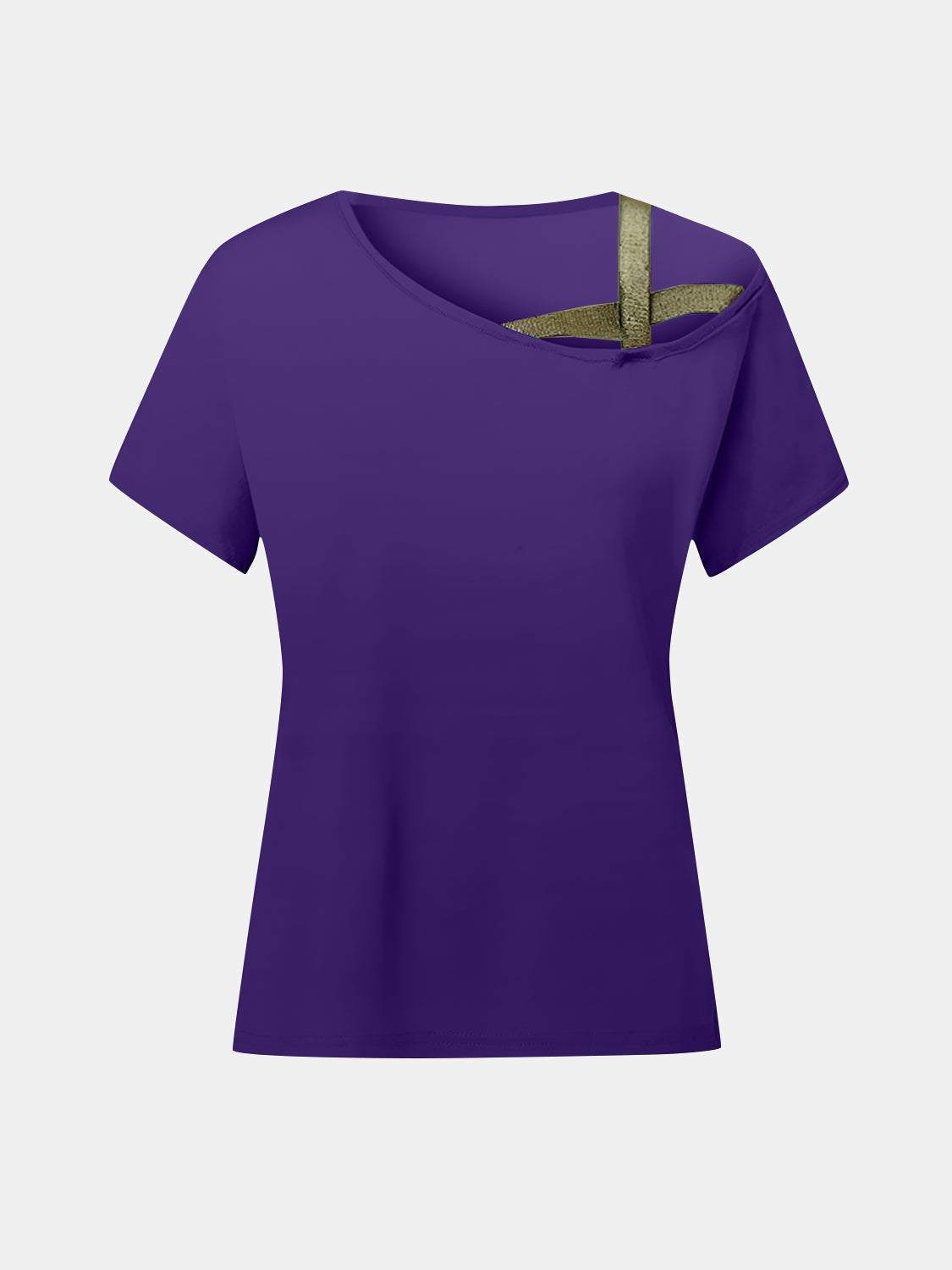 Asymmetrical Neck Short Sleeve T-Shirt Trandify Deal