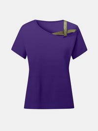 Asymmetrical Neck Short Sleeve T-Shirt Trandify Deal