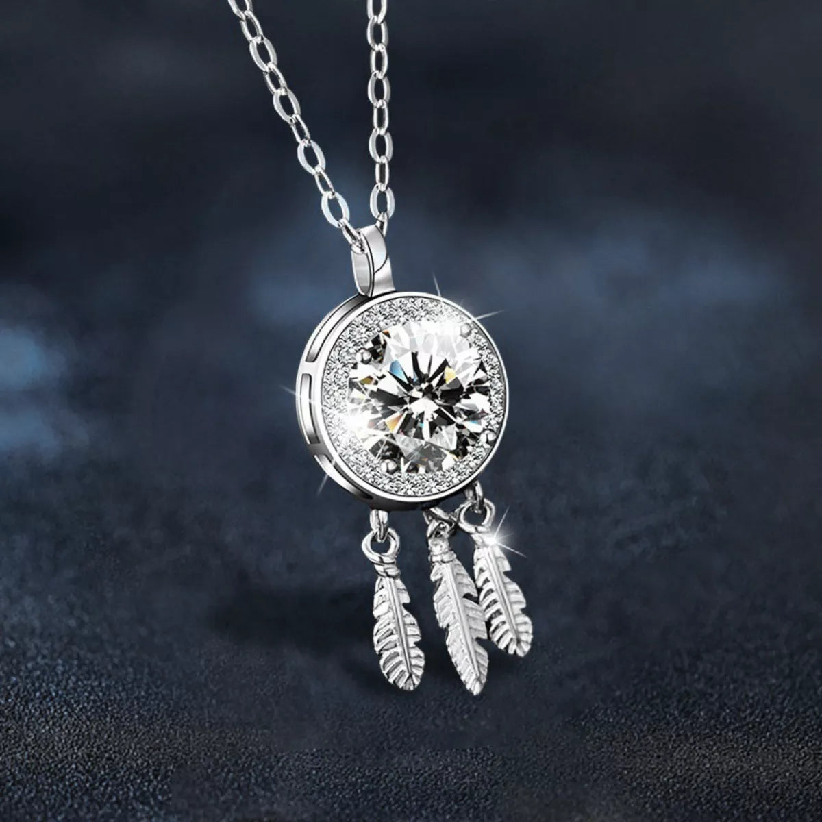 1 Carat Moissanite Dreamcatcher Pendant Necklace for Women