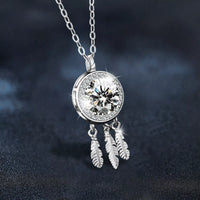 1 Carat Moissanite Dreamcatcher Pendant Necklace for Women