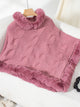 Fuzzy Hem Cable-Knit Poncho Trandify Deal