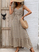 Perfee Printed V-Neck Tie Waist Midi Dress - Trandify Deal