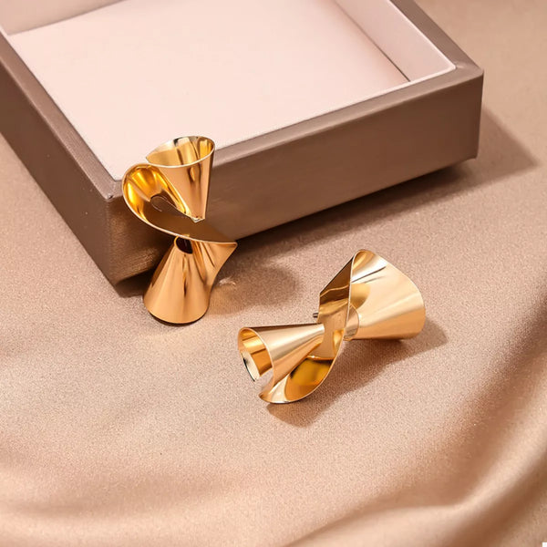 18K Gold-Plated Twist Hoop Earrings for Women, Minimalist Jewelry