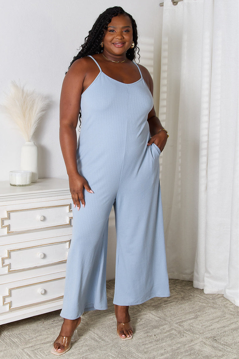 Basic Bae Full Size Spaghetti Strap V-Neck Jumpsuit Trandify deal