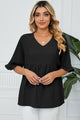 Peplum V-Neck Half Sleeve T-Shirt Trandify deal