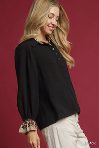 Leopard Print Blouse for Women Viscose Button Down Shirt Side View