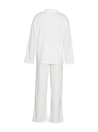 Collared Neck Long Sleeve Top and Drawstring Pants Set Trandify Deal