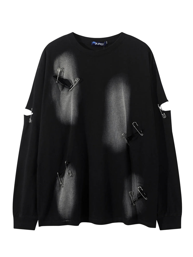 Men’s Distressed Vintage Tee – Soft Long Sleeve Crewneck | Free Shipping