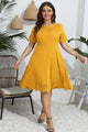 Plus Size Round Neck Openwork Dress Trandify deal