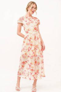 Floral Fish-Net Midi Dress for Women – Trendy Party Wear | TrandifyDeal