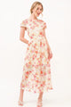 Fish-Net Floral Midi Dress front view on model