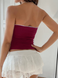 Women’s Bow Detail Tube Top – Sleeveless Stretch Crop Top for Summer Outfits