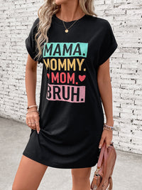 Letter Graphic Short Sleeve Mini Tee Dress Trandify deal