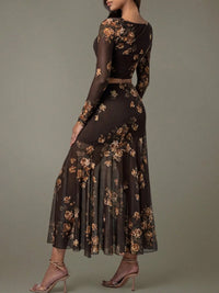 Floral Square Neck Top and Skirt Set for Women – Summer Boho Outfit